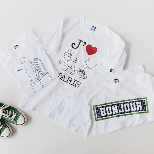LA VIE EST AVENTURE フレンチプリントTシャツ