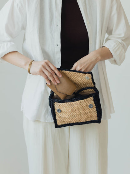 LIMAIA PARIS ショルダー付きツートーン ラフィアバッグ