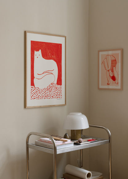 アートポスター CINZIA FRANCESCHINI／Cat in Red（30cm×40cm）