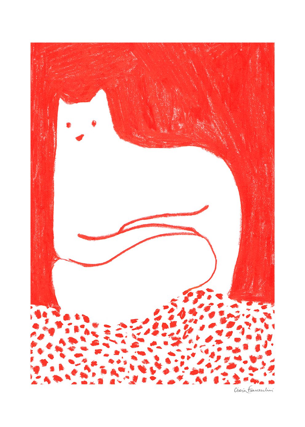 アートポスター CINZIA FRANCESCHINI／Cat in Red（30cm×40cm）