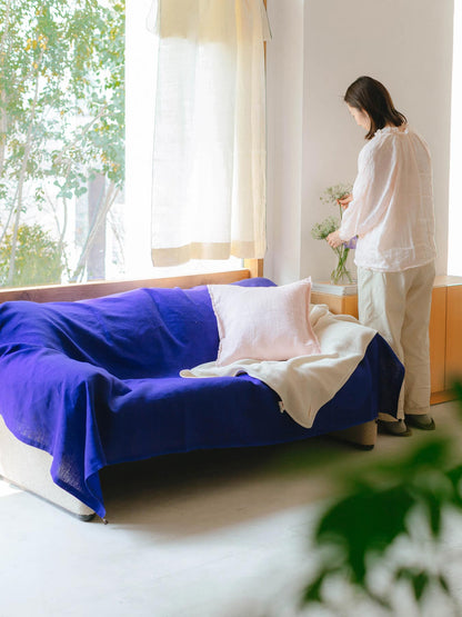 fog linen work × Orné de Feuilles リネンブランケット
