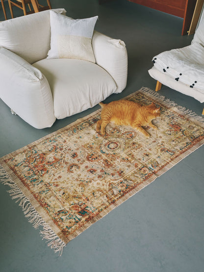 【受注販売】ヴィンテージ調プリントラグ（93×147cm）