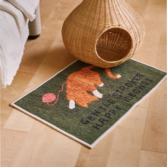 オルネコ・ケアマット／毛糸で遊ぶ猫（50×70cm）