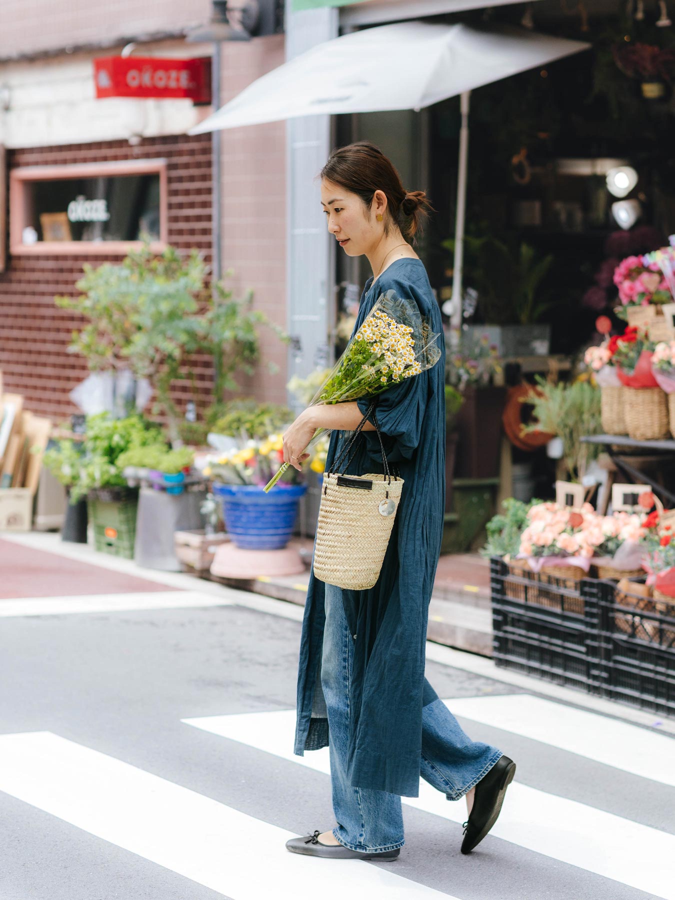 warang wayan × Orné de Feuilles カゴバッグ